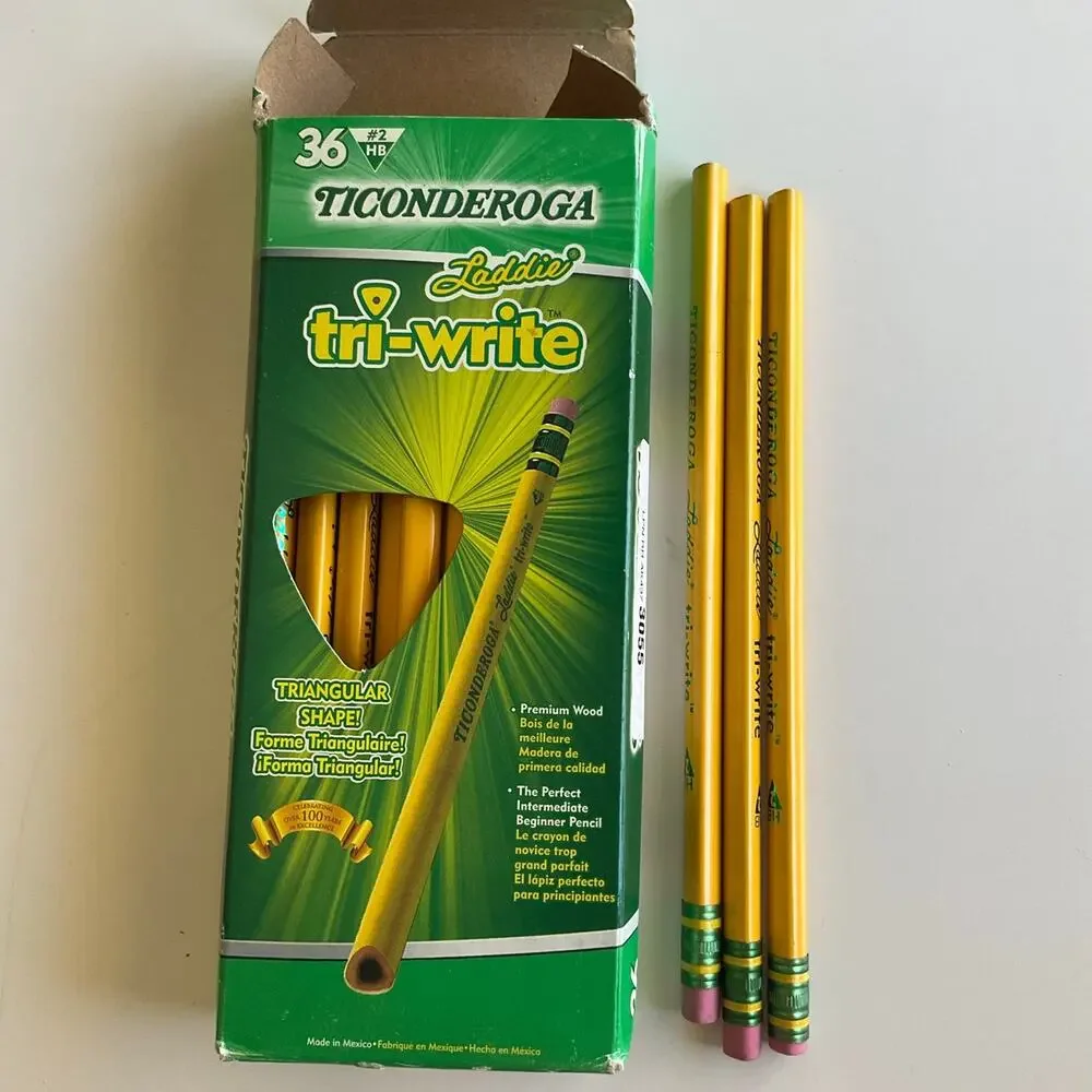 Ticonderoga® Tri-Write Pencils, With Erasers, #2 Lead, Yellow, Pack Of 36